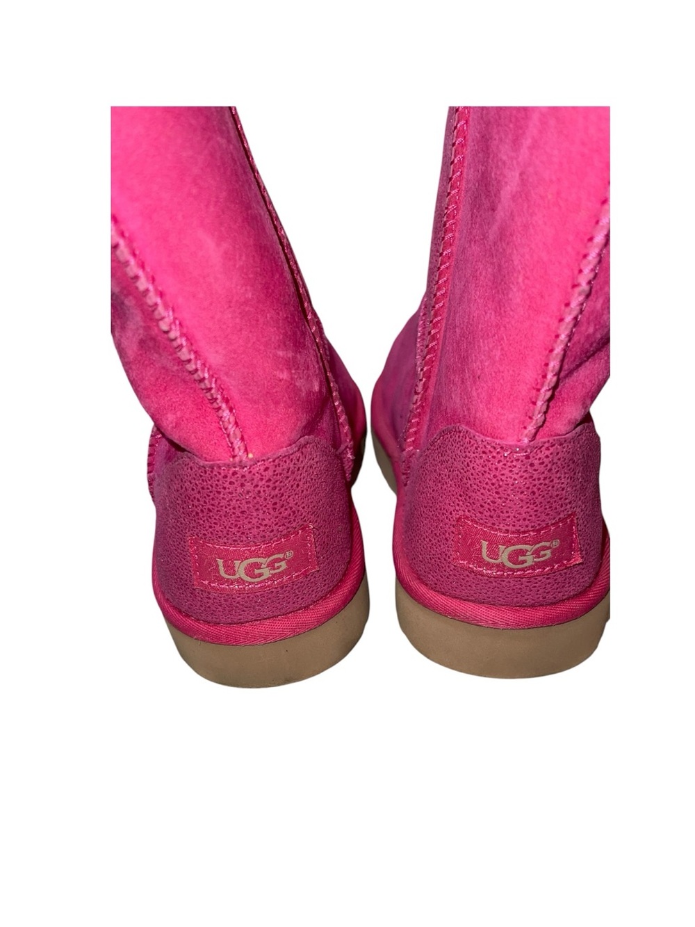 UGG Women's Pink Suede Shearling Mid-Calf Boots